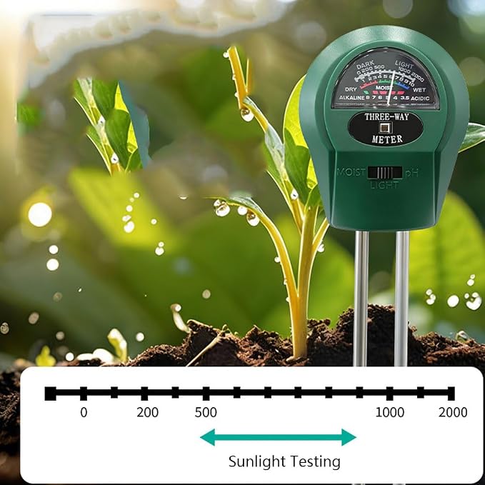 Soil Meters,Soil Test Kit, 3-in-1 Soil Moisture Meter, Soil pH Meters for Garden,Lawn,Farm Indoor&Outdoor White