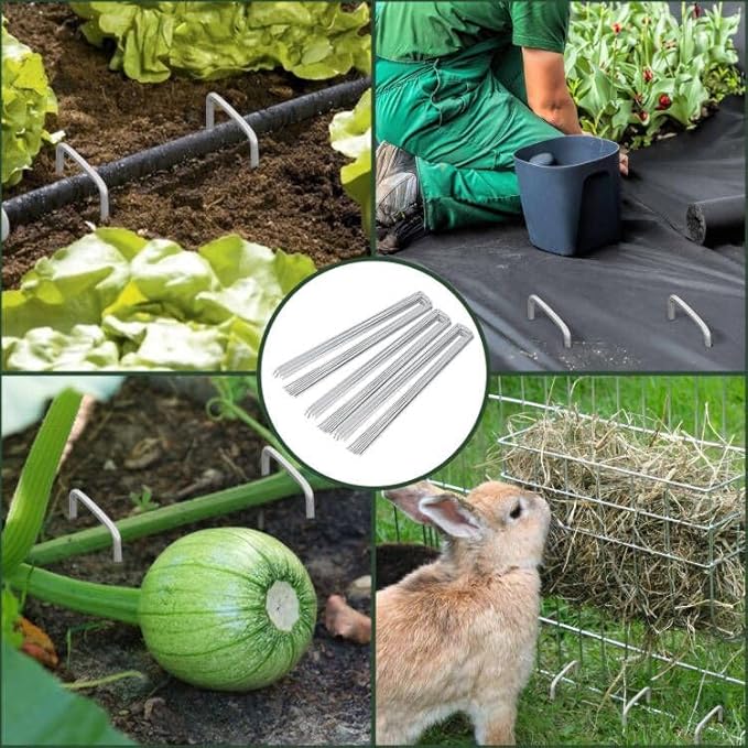 FEED GARDEN Landscape Staples 6 Inch 1000 Pack, Heavy Duty 11 Gauge Hot-Dip Galvanized Garden Stakes for Weed Barrier, Landscape Fabric, Sod, Turf, Irrigation & Contractor Landscaping