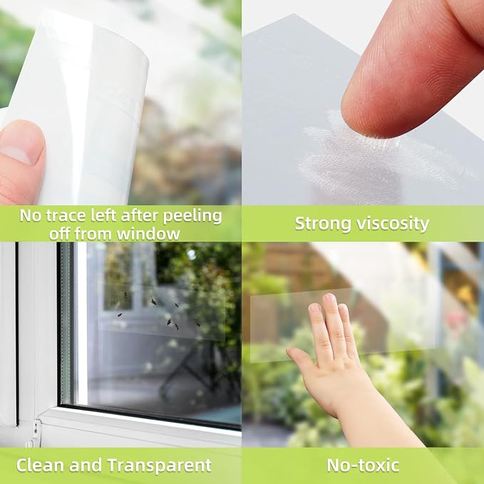 Kensizer 30-Pack Window Fly Traps for Indoors, Paper Sticky Strips, Fly Catcher Clear Windows Trap for Home, House Fly Killer Lady Bug Traps