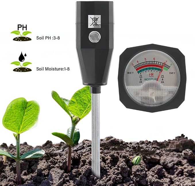 Soil pH Tester and Moisture Meter for Garden Use Portable Soil Testing Tool for Optimal Plant Growth (15cm)