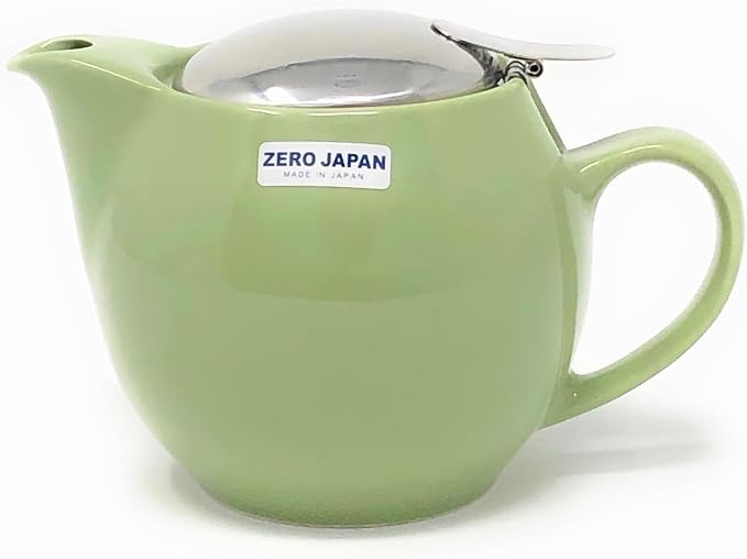 Zero Japan Bee House Round Teapot For One, 15 Oz - Ceramic Tea Pot with Stainless Steel Lid and Infuser, Smooth-Pour Spout, Diswasher and Microwave Safe Tea Pots (Artichoke)