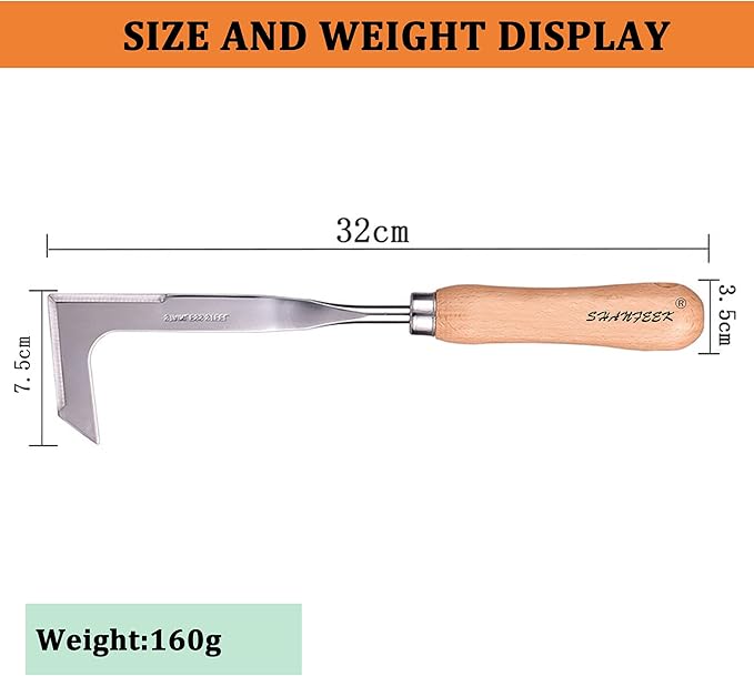 Crack Weeder Weed Remover Tool for Garden Yard Weed Puller Hoe Gardening Tools Stainless Steel One-Piece Molding(Orange)