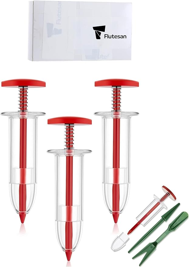Flutesan 6 Pcs Mini Sowing Seed Dispenser Sower with 2 Transplanting Tools Hand Spreader Garden Seed Planter for Carrot Lettuce Grass and Spinach Sower(Red)