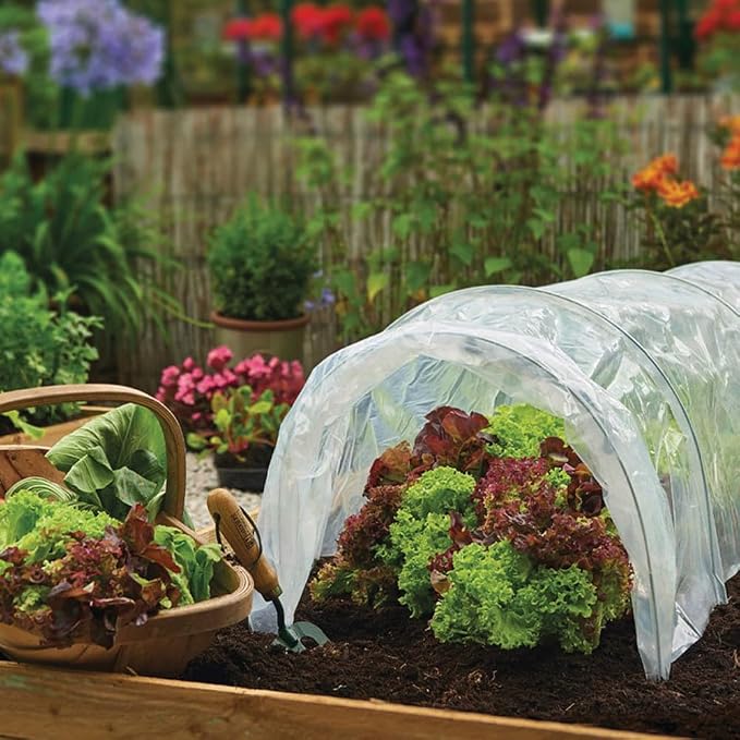 12x25 Ft Clear Plastic Floating Row Cover Freeze Protection, 2.4 Mil Polyethylene Plant Cover for Farm, Vegetable, Garden Beds, Greenhouse Plastic Sheeting for Frost Rain Snow Wind Against