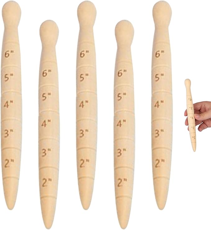 5Pcs Dibbler 8 Inch Wooden Dibbler with 5 Level Scale Portable Replacement Professional Seed Planter Tool for Seedling, Gardening Gardening Tool Garden Tools Seed Planter