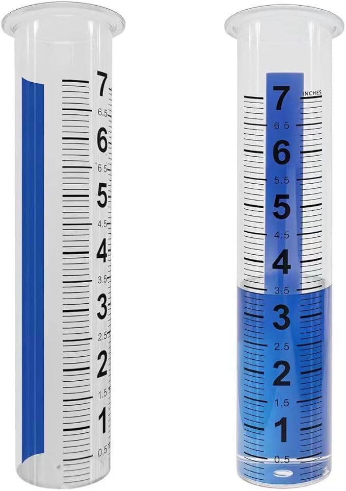 2pcs 7in Large Rain Gauge Outdoor Replacement Tube Cylinder Clear Plastic | Freeze Proof crack Weather Resistant, Big Numbers in tenths Accurate Easy to Read, Safe for Child pet Yard Garden, sturdy
