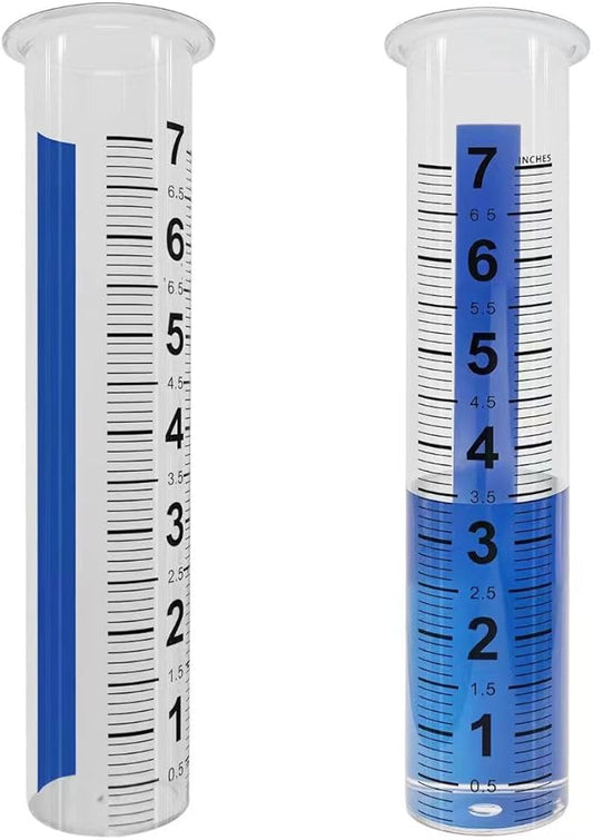 2pcs 7in Large Rain Gauge Outdoor Replacement Tube Cylinder Clear Plastic | Freeze Proof crack Weather Resistant, Big Numbers in tenths Accurate Easy to Read, Safe for Child pet Yard Garden, sturdy