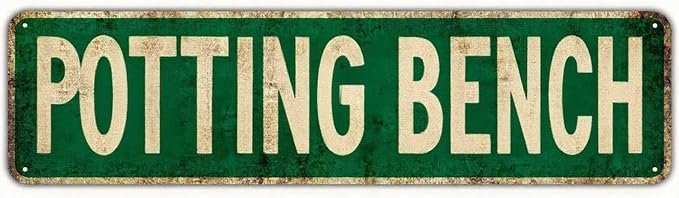 Vintage Funny Tin Sign Retro Potting Bench Aluminum Sign Humor Wall Decor for Bar Garage Man Cave Gift 6x16 Inch
