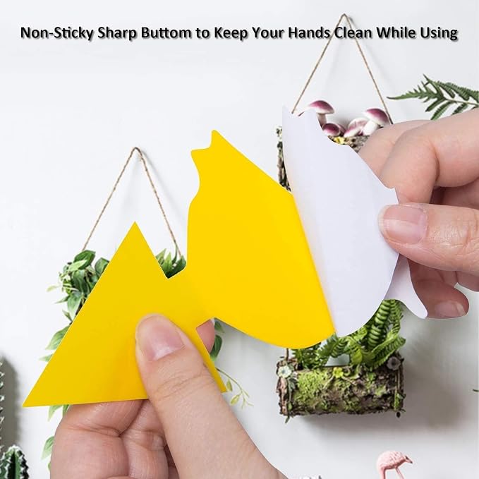 Dual-Sided Yellow Sticky Traps for Insect Monitoring – 24 Pack Plant Sticky Cards for Fungus Gnats, Whiteflies & Aphids, Non-Toxic IPM Traps for Indoor & Outdoor Plants