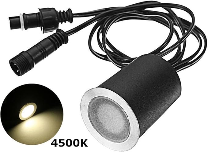 SMY Lighting Recessed LED Deck Light Kits with Black Protecting Shell φ32mm, Outdoor Landscape Lighting IP67 Waterproof,12V Low Voltage for Garden,Yard Steps,Stair,Patio,Floor,Kitchen Decoration