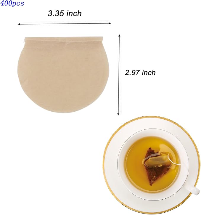 400pcs Loose Leaf Tea Empty Tea Bags - Round Natural Disposable Tea Filter Bags, Unbleached Paper Drawstring Tea & Coffee Brewing & Soup Bags