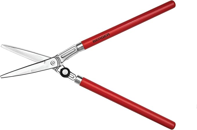 BERGER Hedge Shears – Professional 23.6" Garden Clippers with Chromium-Plated Blades, Sap Groove for Clean Cuts, Adjustable Blade Tension, Beechwood Handles – 2520