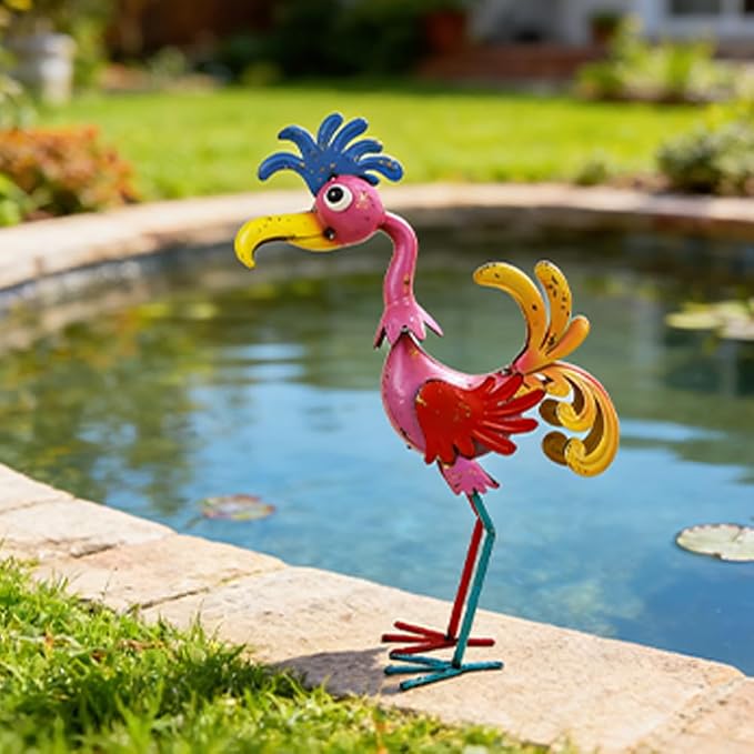 20'' Tall Metal Rooster Statue, Funny Rooster Sculpture Garden Decor, Metal Yard Art for Farmhouse, Lawn, Garden