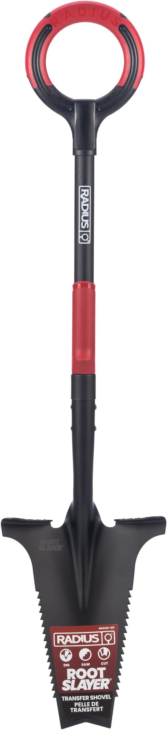 Root Slayer RS220 Heavy Duty Garden Shovel with Serrated Blade for Digging and Root Removal, Steel Spade