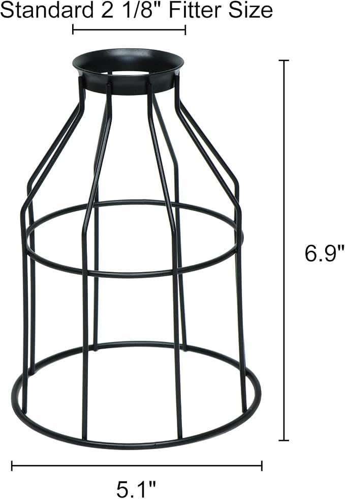 Ceiling Fans Light Covers Metal Shade, Industrial Style Replacement Lamp Guard with Standard 2-1/8" Fitter Size, 6.9" high x 5.1" Diameter, Pack of 4