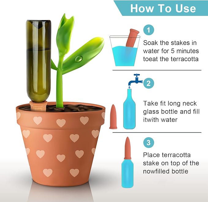 10 Pieces of Plant Watering Piles, Plant Watering Devices,Plant Water Seepage Devices, Clay self Watering Nails, Used for Automatic Watering Systems for Indoor and Outdoor Plants in Vacation Homes