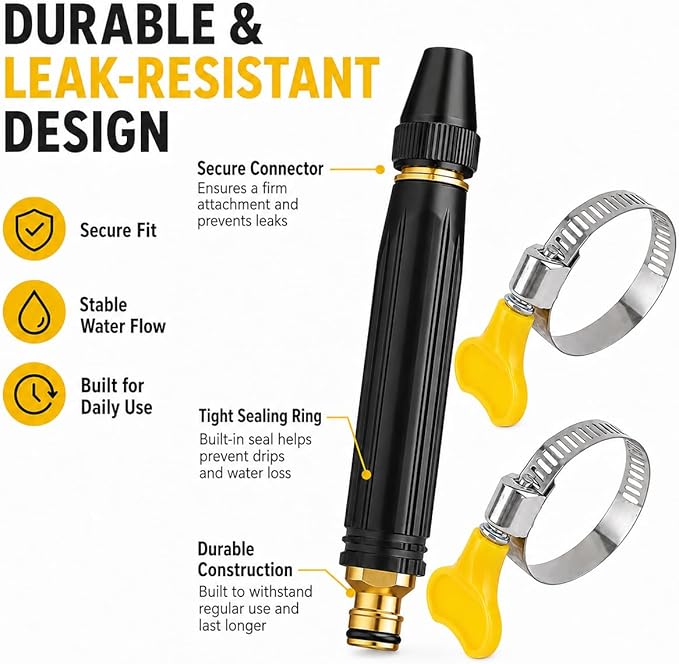 High Pressure Hose Nozzle High Pressure Car Wash Water Gun Garden Hose Sprayer High Pressure Hose Nozzle, Adjustable Spray Patterns for Car Washing and Outdoor Cleaning