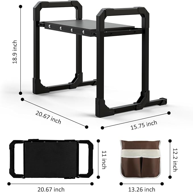 Garden Kneeler and Seat, Gardening Kneeler Foldable Garden Stool with Anti-Tipping and 10" Thicken & Widen Soft Garden Kneeling Pad,Great Gardening Gifts for Women Men and Seniors (Brown)