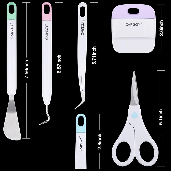 CAREGY Craft Vinyl Weeding Tools Set, Precision Craft Tools Kit, Weeding Kits for Cricut/Silhouette/Siser/Oracal 631/651/751 Vinyl