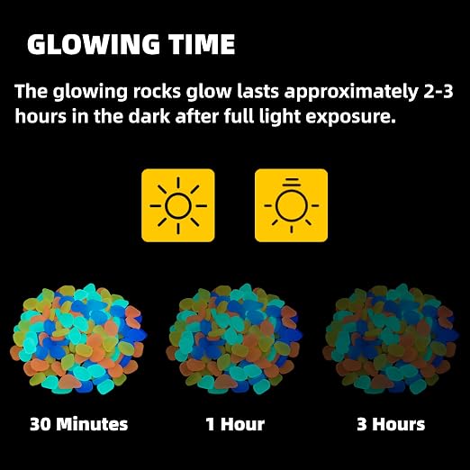 NAMTSO Glow in The Dark Rocks Outdoor, 500 pcs Multicolor Solar Rocks for Landscaping, Outdoor Decor Glow in The Dark Stones, Glowing Pebbles for Garden Backyard Patio Lawn Fish Tank Aquarium Decor