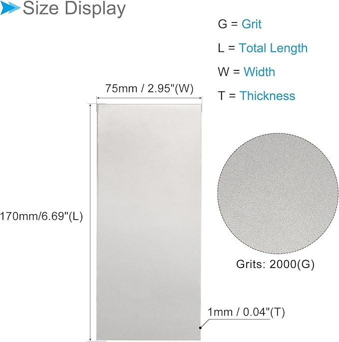 Diamond Whetstone Sharpening Stone, 2000 Grit 6.69" x 2.95" Total Size, Sharpener Abrasive Tool - (Applications: for Metal Grinding)