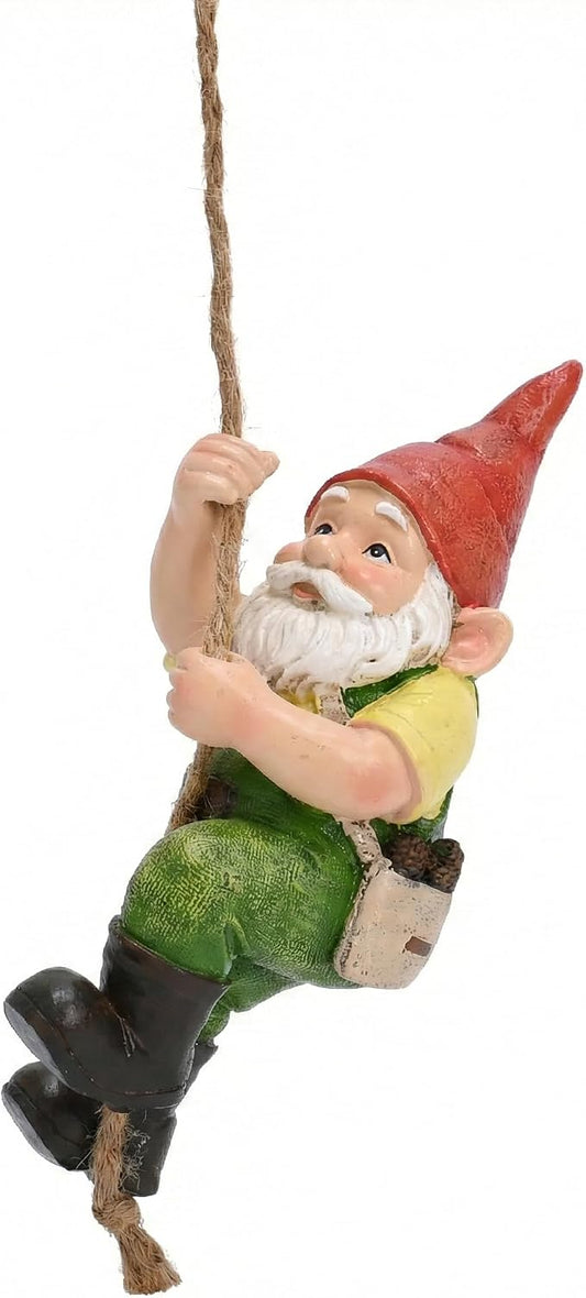 TERESA'S COLLECTIONS Garden Outdoor Decor,Hanging Gnomes Garden Decor,Climbing Gnomes Statue，Waterproof Resin Garden Statue, Garden Gift, Indoor/Outdoor, 6"