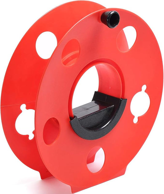 Homeon Wheels Heavy Duty Impact Resistant Plastic Extension Cord Storage Reel Durable & Safe, Lightweight & Portable, Ideal for Outdoor Projects & DIY Maintenance 100 Feet RED