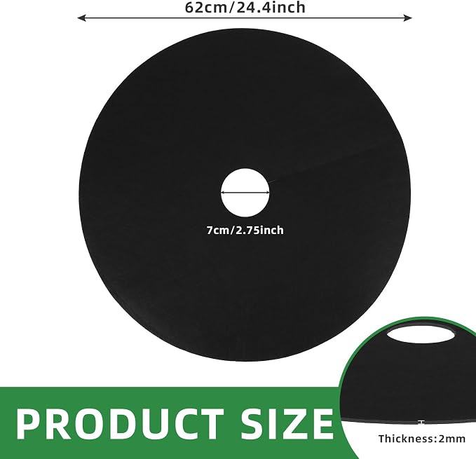 TezhiIe 10 PCS Non Woven Tree Rings, Round 24.4 Inches Base Weed Barrier Fabric Cover, Degradable & Reusable Tree Mulch Rings for Landscaping Weed Control Root Protection