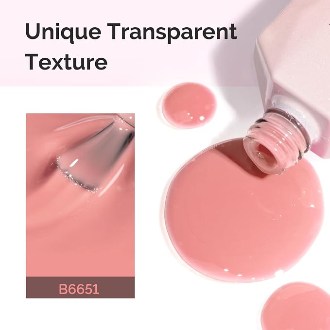 MelodySusie Jeweliver Jelly Gel Nail Polish, 0.5Fl.oz Carnation Nude Pink Gel Polish Soak Off UV LED Light Cure Gift for Women Manicure Nail Art DIY at Home B6651