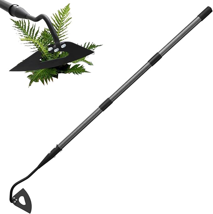 Garden Hoe for Weeding, Heavy Duty Hollow Hoe Garden Tool with Long Handle, 5FT Weeder Gardening Hand Tool for Loosening Planting