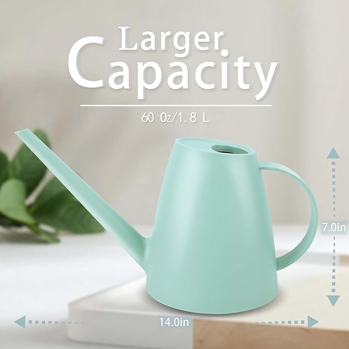 Watering Can,Long Spout Water Cans for Indoor and Outdoor Garden,Plants Water Cans for Flower & shrubs - 1.8L/1/2 Gallon (Green)