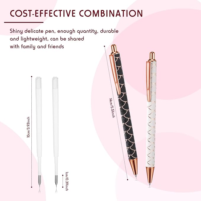 Epakh 2 Pieces Weeding Pen Vinyl Pen Pin Weeding Tool Fine Point Glitter Metal Vinyl Air Release or Car Puncturing Installation Retractable Craft Tool for DIY(Black, White)