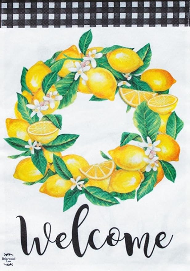 Briarwood Lane Lemon Wreath Summer Burlap House Flag