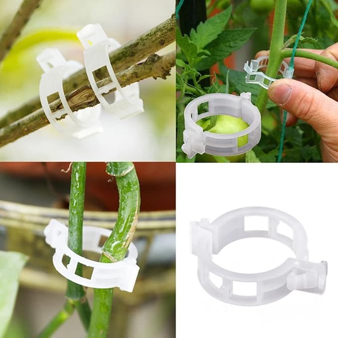 100 Pcs Garden Plant Support Clips, Tomato Clips, Plant Ties, Trellis Clips, Tomato Vine Vegetables Plants Trellis Clips to Grow Upright Makes Plants Healthier (White)