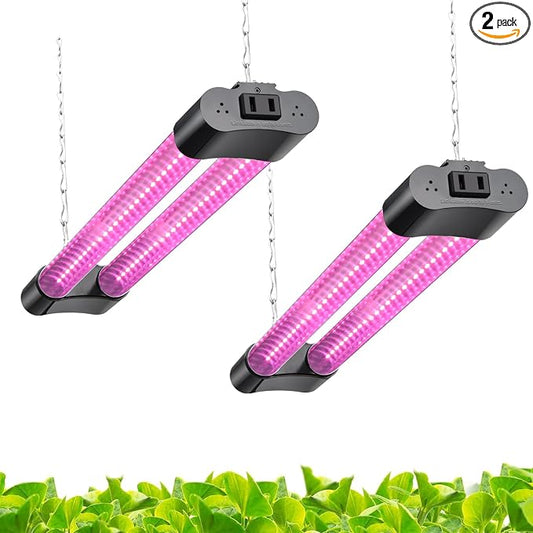 Hlite 16inch 2 Pack LED Grow Lights - Linkable Grow Lights for Indoor Plants, Full Spectrum Plant Lights Plug and Hanging Design with On/Off Switch Hanging Grow Light from seedling to Flowering, Black