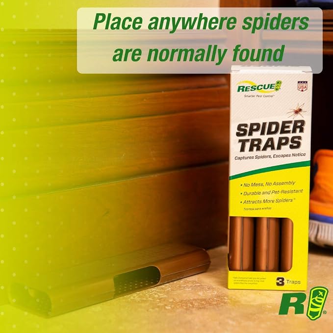 RESCUE! Spider Traps – Catches Brown Recluse, Hobo Spiders, Black Widows & Wolf Spiders - 2 Pack (6 Traps)