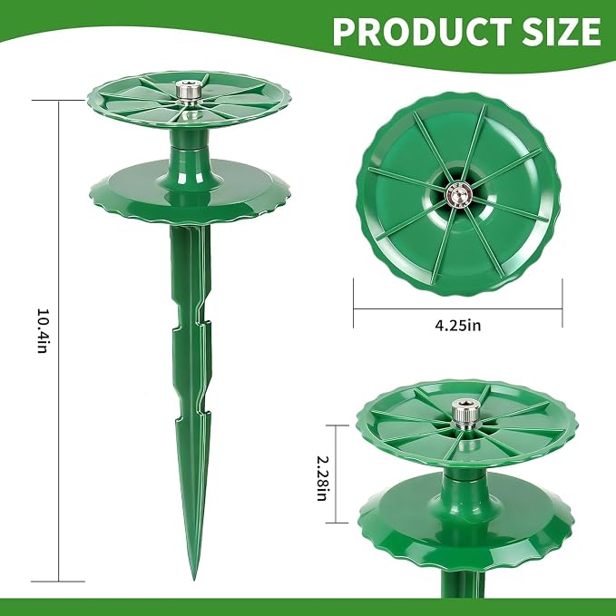8 Pack 10 Inch Garden Hose Guide Stakes, Upgraded Reinforced Disc, Rotatable Double-Disk Sun Protection Heavy-Duty Plastic Stake, Hose Guard for Yard, Lawn & Flower Bed Landscaping(Green 8Pcs)