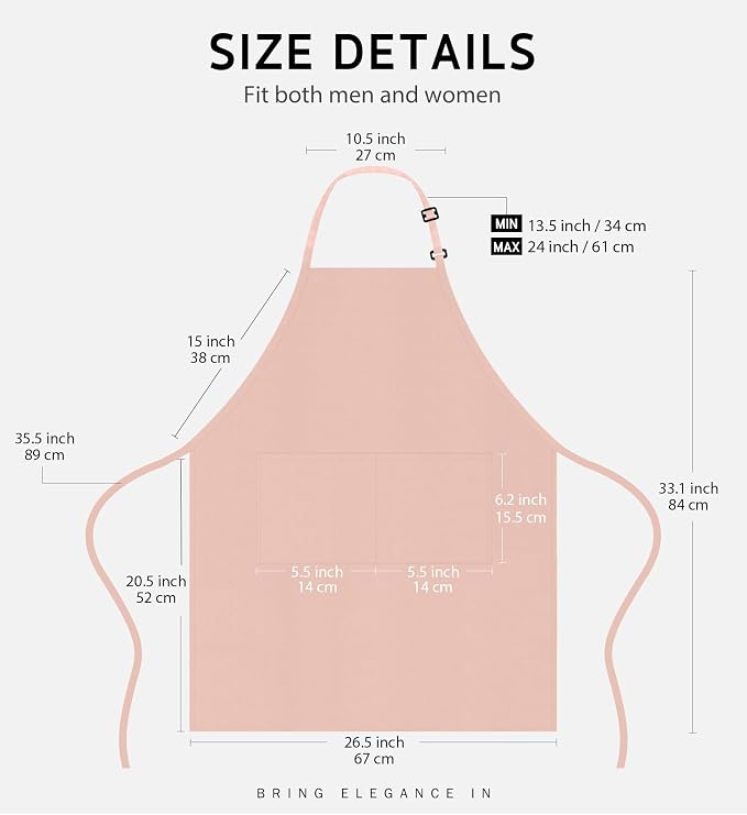 Syntus Apron for Men Women, Adjustable Cooking Kitchen Chef Aprons with 2 Pockets