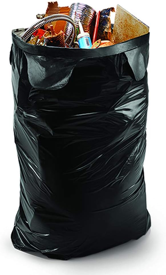 Contractor Trash Bags - 45 Gallon, 18 Bags, Wing Tie Closure, 3 MIL Thick, Gusseted Bottom, Black - Heavy Duty Industrial Strength Garbage Bags