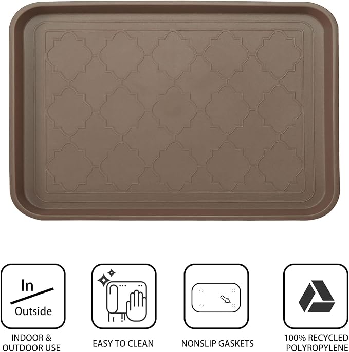 WATANIYA PET Boot Tray for Entryway Indoor, Heavy Duty Shoe Mat Tray 2 Packs, 16.7"x12.8" Waterproof Shoe Trays with Raised Edge, Outdoor Multi-Purpose Mat for Boots, Garden, Pet