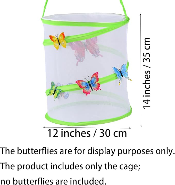 Insect Lore Butterfly Garden Habitat Foldable Washable and Reusable Butterfly Cage (Green-A, Medium)