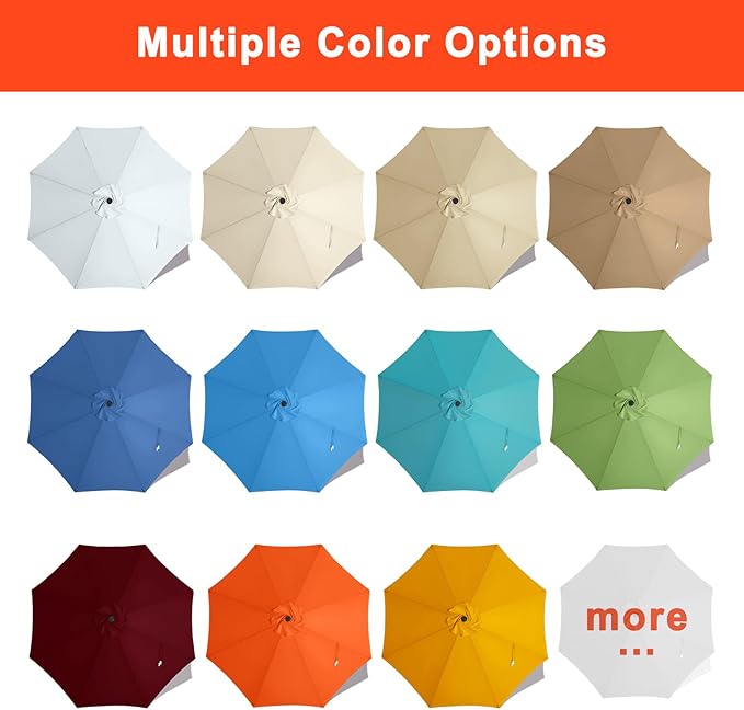 MASTERCANOPY Patio Umbrella 9 ft Replacement Canopy for 8 Ribs-Red and Green Stripes Canopy Only