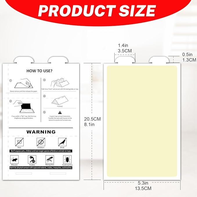 Mouses Traps Indoor for Home Sticky Insect Glue Adhesive for Catching Bugs, Rats, Rodents Non Toxic Bulk Glue Boards