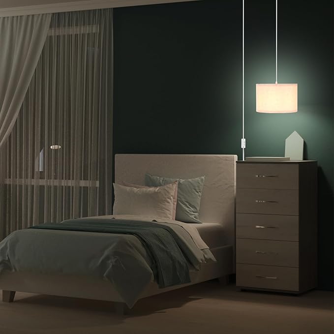 PATIKIL Plug in Pendant Light, 15Ft Rope Cord Hanging Lamp Fixture with ON/Off Switch, Fabric Shade E26/E27 Bulb Socket for Bedroom Kitchen Living Room, Light Blue