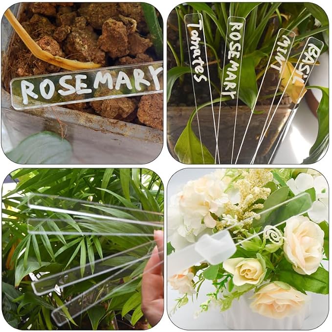 Garneck 72Pcs Acrylic Plant Labels Waterproof Garden Markers DIY Plant Tags Flower Id Stakes for Gardening Identifying Labels