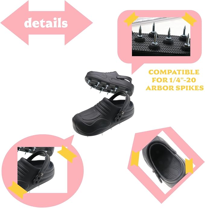 Lawn Aerator Shoes for Grass Lawn, Heavy Duty Spike Shoes with Adjustable Straps, Free-Installation Soil Yard Aerator Tool for Garden Patio Grass -Medium