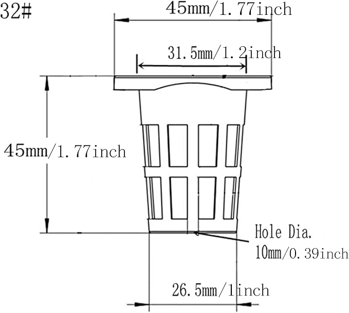 50PCS 1.75" Mesh Net Cup Pots Basket Hydroponics System Supplies Aquaponics Seed Growing Media Black