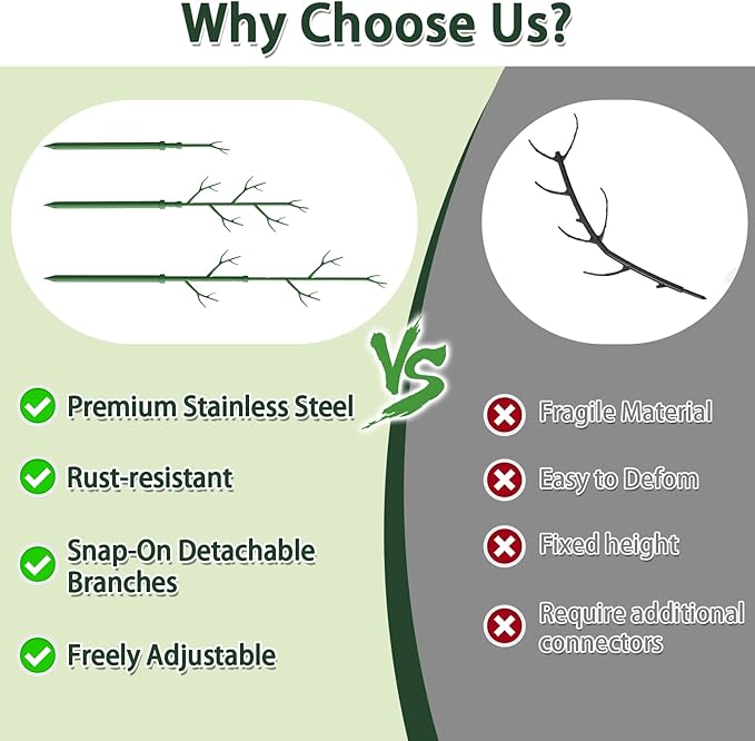 Telescoping Monstera Plant Support Stakes,17.3IN to 43.3IN Detachable Branch Plant Sticks Support Tall for Indoor Outdoor Climbing Plants,Adjustable Length Plant Accessories for Potted Plant-2 Pack