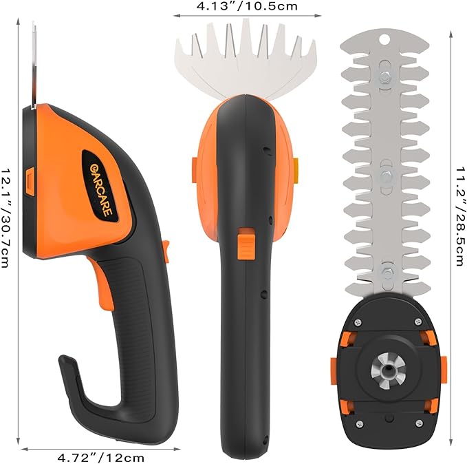 GARCARE 2-in-1 Cordless Grass Shear & Shrub Trimmer, 7.2V Lightweight Handheld Grass Trimmer, Cordless Trimmer for Bushes with 2000mAh Battery & Type-C Charging