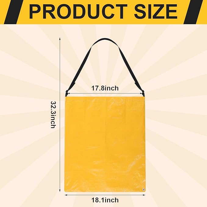 Faccito Litter Bag with Shoulder Strap Trash Pickup Bag Holder Lawn Leaf Chute Vinyl 4.45 Cubic Feet No Bending Portable Trash Picker Grabber for Patio Yard Garden Wear Gloves When Assembling(Yellow)